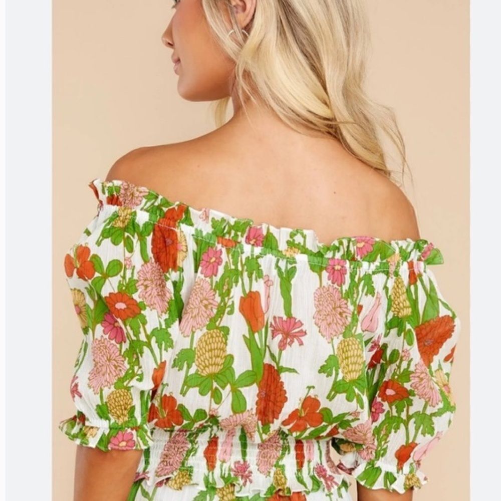 Olivia James The Label Floral Crop Off The Shoulder Top - Picture 8 of 8